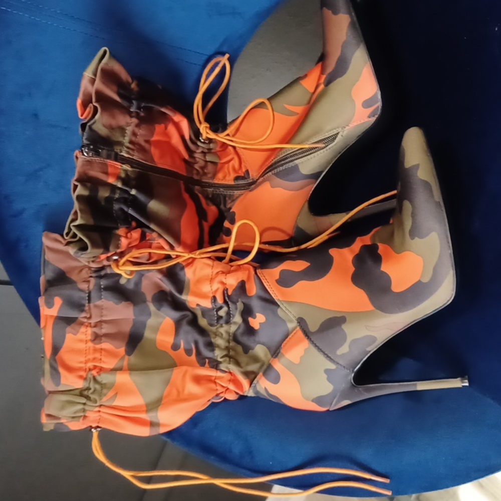 Orange camflage women's boots